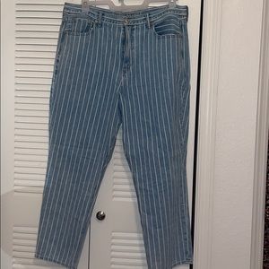🦋 AEO Railroad Stripe Mom Jean